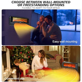 Electric Fireplace Heater for Indoor Use, Floor or Wall Electric Space Heater, 1500W 3D Flame Effect with Remote Control 12H Timer, Portable Air Conditioning Heater, Easy-Mount for Bedroom Office HUNKING