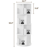 oneinmil Rotating Bookshelf, 360° Rotating Bookcase for Small Space, Corner Bookcase for Bedroom, Living Room, Study Room, 4 Tier, White oneinmil