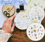 Sutesloly Hand Embroidery Kit for Beginners Adults, 4 Sets Learn to Floral Patterns Simple Starter kit for Beginners, Easy Practice Kit, 7.8inch Hoop, DIY Craft Gift for Women, Pink and Blue