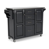 Home Styles Large Mobile Create-a-Cart Black Finish Two Door Cabinet Kitchen Cart with Stainless Steel Top, Adjustable Shelving, Four Large Utility Drawers homestyles