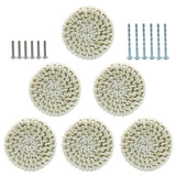 suiwotin 6pcs Rattan Dresser Knobs Boho Knobs, Natural Wood Wicker Woven Drawer Knobs, Wooden Knobs Decorative Cabinet Knobs Pulls Handles for Pantry, Cupboard, Furniture Knobs (White, Large) suiwotin