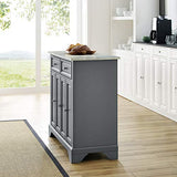 Crosley Furniture Avery Kitchen Island with Storage Shelves, Microwave Stand, Coffee Bar, Gray Crosley Furniture