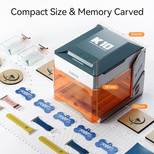 WAINLUXPRO K10 Laser Engraving Machine,0.01mm Accuracy 3000mwLaser Engraver, 80 * 80 Engraving Area,WiFi Connection,DIY Tools for Wood, Leather, Laser Class1,Offline Engraving,Grabadora Láser WAINLUXPRO