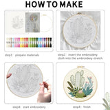 INFUNLY 4pcs Cactus Embroidery Kit Embroidery Starter Kits Cactus Cross Stitch Kits for Adults Stamped Embroidery Set with Patterns Embroidery Kit for Beginners Instruction Included
