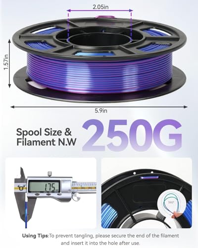 Epelay Epelay 3D Printing Filament Bundle, Silk PLA Printer Filament 1.75mm, Shiny Dual Color Change, Neatly Wound Bundle, 4 x 250g Spools for FDM Printers Epelay