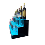 Cozyel 39 Inch 3 Step LED Lighted Liquor Bottle Display Illuminated Liquor Bottle Bar Display Stand LED Display Shelf 3 Tier Home Bar Drinks Lighting Shelves with Remote Control Cozyel