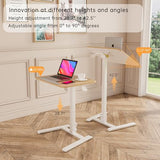 alawooder 25 Inch Mobile Folding Desk - No Assembly Pneumatic Sit-Stand Desk, 29-42" Height Adjustable Rolling Laptop Desk with Hidden Wheels, 0-90° Tilt Top for Home Office, Craft & Study alawooder