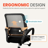NEO Chair Office Desk Ergonomic Mesh Computer Chair with Lumbar Support Adjustable Height Swivel Rolling Wheels Comfy Mid Back Task Chair for Home Bedroom Vanity Study (Black) NEO CHAIR