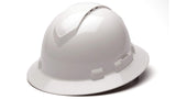 PYRAMEX Ridgeline Full Brim Hard Hat, Vented, 4-Point Ratchet Suspension, White Pyramex Safety