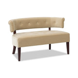 Jennifer Taylor Home Jared Roll Arm Tufted Bench Settee with Back, Fawn Brown Performance Velvet Jennifer Taylor Home