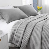 Twin Quilt Set – 68"x86" Soft Washed 3-Layer Lightweight Bedspread with Multi-Lock Quilting, Minimalist Nordic Bedding, All-Season Quilt for Spring, Summer & Fall (1 Quilt + 2 Pillow Shams), Grey DAWNDIOR