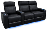 Valencia Piacenza Home Theater Seating | Premium Top Grain Nappa 9000 Leather, Power Recliner, Power Headrest, LED Lighting (Row of 3 Loveseat Right, Black) VALENCIA THEATER SEATING