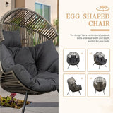 Vongrasig Outdoor Wicker Egg Chair PE Rattan Chair with Cushion, Oversized Patio Lounge Chair for Outdoor, Indoor, Balcony, Backyard, Garden, Black/Rattan Vongrasig