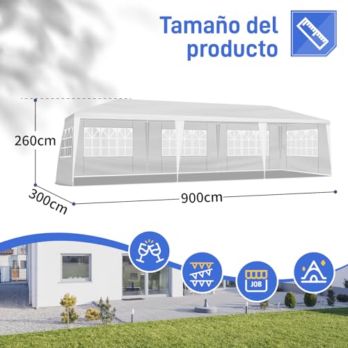 SWLJKU 10x30 FT Commercial Canopy | 5-Sided Event Tent with Spiral Pipes & PE Roof | Waterproof Gazebo for Weddings, Markets & Beach Parties, White SWLJKU