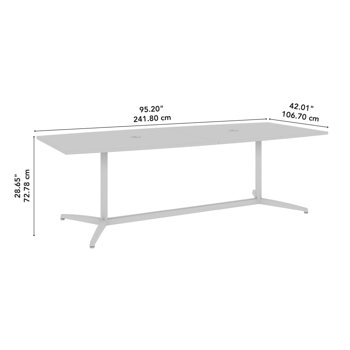 Bush Business Furniture Conference Table for 6-8 People with Sturdy Metal Base in Modern Hickory | Boat Shaped 8 Foot Meeting Desk for Office Boardrooms | 96Wx42D Bush Business Furniture
