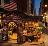 Book Nook Kit, 3D Wooden Miniature Tavern & Pub Dollhouse with LED Lights - DIY Mini House Craft Model for Adults, Birthday Valentine's Day Gift for Women Men