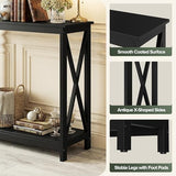 SUPER DEAL Console Table 39.5”, 2-Tier Narrow Sofa Side Table with Storage Shelf, Entrance Table for Hallway/Foyer/Living Room/Corridor/Office, Black SUPER DEAL