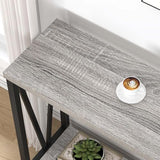 FOLUBAN Industrial Sofa Console Table, Rustic Wood and Metal Entryway Hallway Table for Living Room Entrance, 43.3 Inch Light Grey FOLUBAN