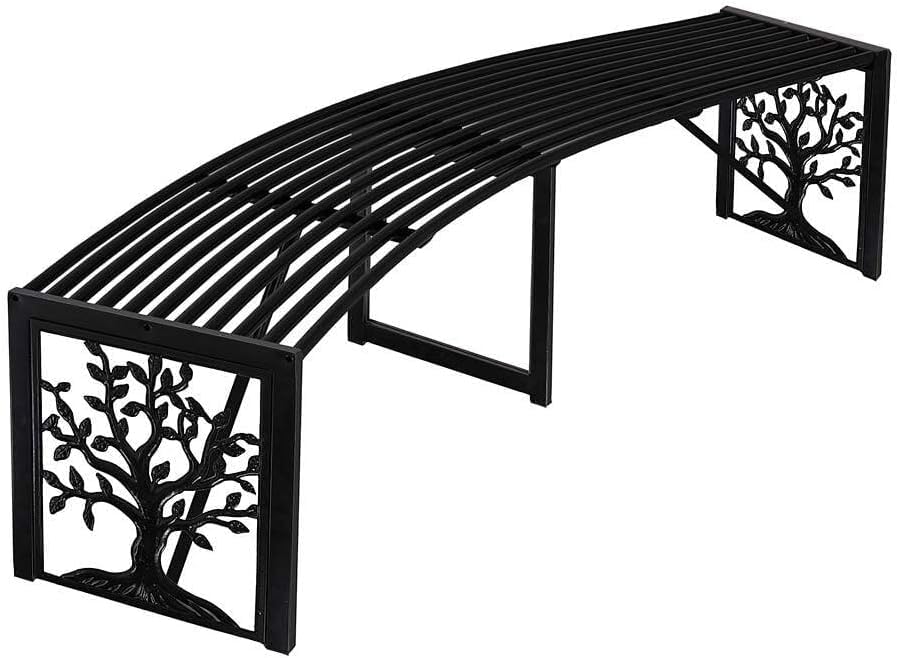 Plow & Hearth Tree of Life Outdoor Backless Curved Bench | Holds 300 lbs | Weatherproof Metal Garden Bench for Patio Porch Deck | 55" Lx15½Wx16 H (Tree of Life) Plow & Hearth