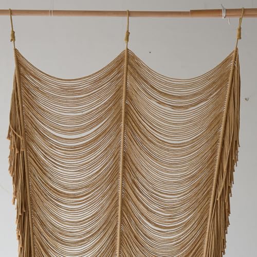 Macrame Curtain Boho Curtain Room Divider Doorway Wall Decor Fiber Yarn Art Craftsmanship Bedroom Wedding Backdrop 41" W x 75" L（1 Panel Flber