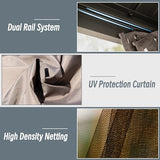 Domi 8x8FT Hardtop Gazebo, Outdoor Gazebo with Galvanized Steel Double Roof Canopy, Curtain and Netting, Metal Gazebo Pavilion for Patio, Lawn, Garden, Gray domi outdoor living