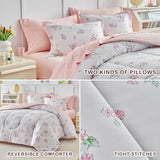 Joyreap 6pcs Bed in a Bag for Girls, Floral Pink Design, Twin Size Microfiber Comforter Sheet Set, Soft Cozy Bedding Comforter Set for All Season Joyreap
