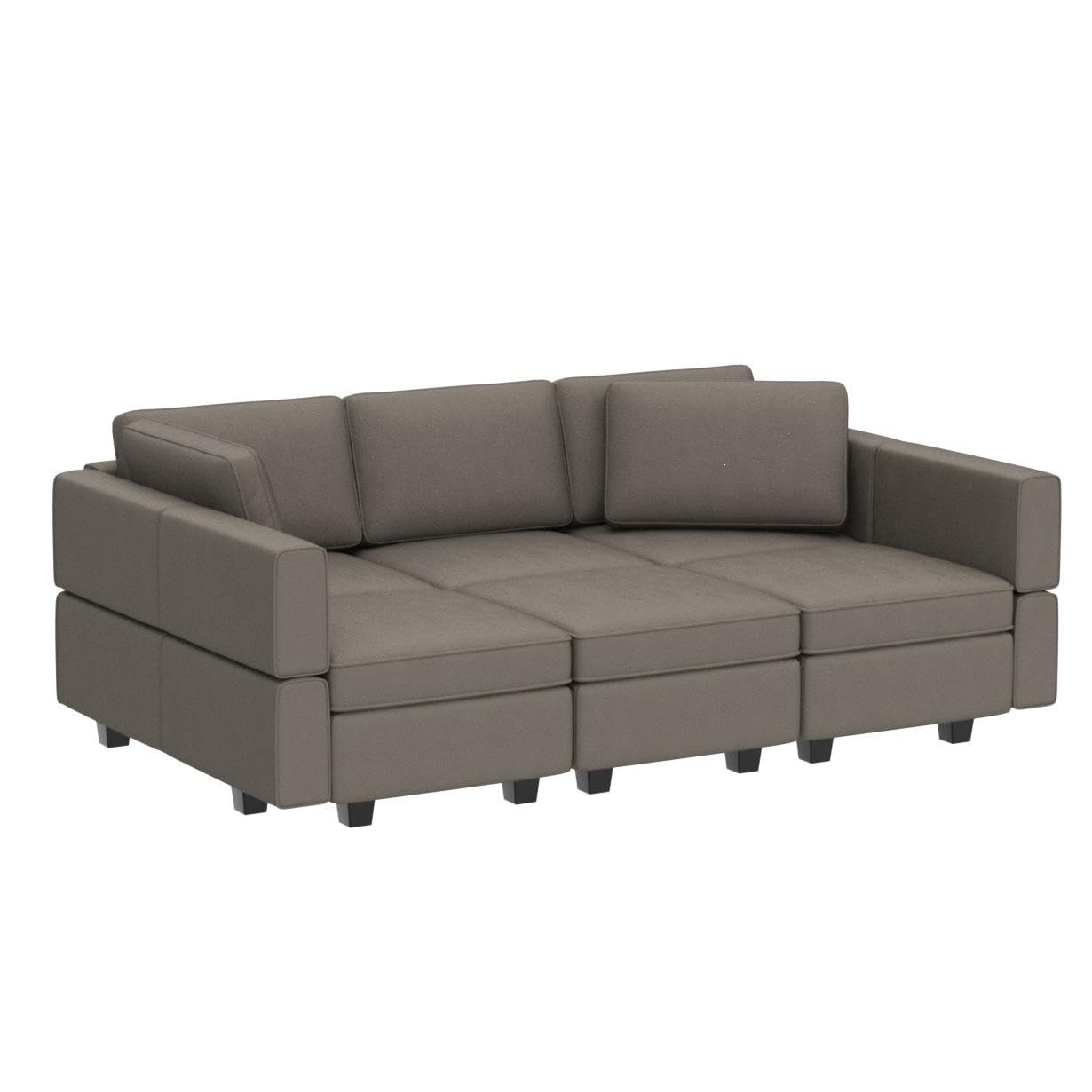 Belffin Modular Velvet Sectional Sofa with Chaise Lounge Sectional Sleeper Sofa with Storage Chaise Sofa Bed Couch for Living Room Grey