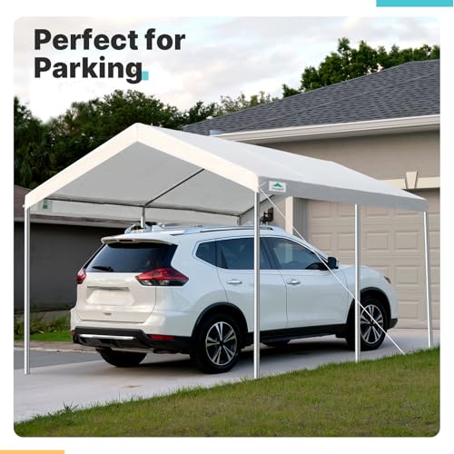 ADVANCE OUTDOOR 10x15 ft Heavy Duty Carport Potable Car Canopy Garage Party Tent Boat Shelter, Adjustable Height from 9.5 ft to 11 ft, White ADVANCE OUTDOOR
