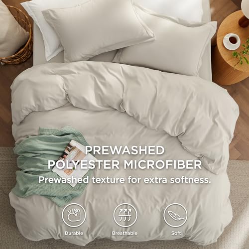 Bedsure Duvet Cover King Size with Fitted Sheet - 4 Pieces Prewashed Polyester Extra Soft Bedding Set, Includes 1 Duvet Cover 104''x90'' with Zipper Closure, 2 Pillow Shams, 1 Fitted Sheet, Linen Bedsure