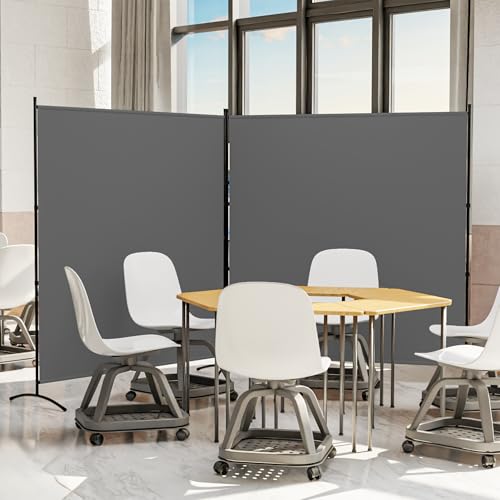 Room Divider 6ft Room Dividers and Folding Privacy Screens Partition Room Divider Fabric Panel, Indoor Wall Divider for Room Separation Freestanding Space Separators (Grey, 1 Panel) YASRKML