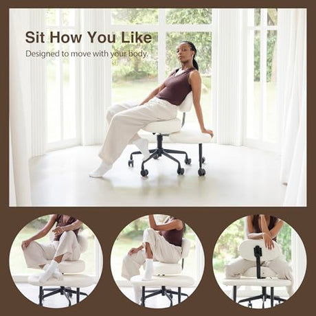 DR.LOMILOMI Ergonomic Cross-Legged Meditation Office Chair – Wide Criss Cross Kneeling Chair with Wheels, Adjustable Lumbar Support, Ideal for Yoga, Study & ADHD – Makani 601 (Standard, Olive) DR.LOMILOMI