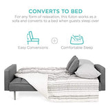 Best Choice Products Convertible Linen Fabric Tufted Split-Back Plush Futon Sofa Furniture for Living Room, Apartment, Bonus Room, Overnight Guests w/ 2 Pillows, Wood Frame, Metal Legs - Dark Gray Best Choice Products