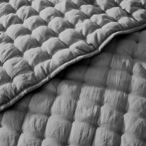 WDCOZY Dark Grey California Cal King Size Quilt Bedding Sets with Pillow Shams, Deep Oversized Lightweight Bedspread Coverlet, Quilted Blanket Thin Comforter Bed Cover, 3 Pieces, 118x106 inches WDCOZY