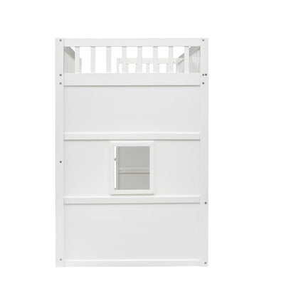 Merax Twin Size White Wood Loft Bed with Ladder and Safety Guardrails for Kids - WoodArtSupply