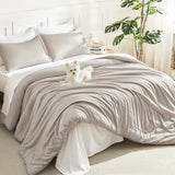 Litanika Deep Linen Grey Comforter Set Twin/Twin XL Size, 2 Pieces Lightweight Solid Bedding Comforter Set, All Season Fluffy Bed Set (66x90In Comforter & 1 Pillowcase) Litanika