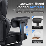 GTRACING Big and Tall Gaming Chair 400lbs Heavy Duty Office Chair with Foot Rest & Ergonomic Pocket Spring Lumbar Support, High Back 3D Saddle Shaped Cushion for Back Pain Relief, Matte-Black GTRACING