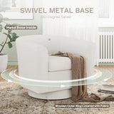 COLAMY Upholstered Swivel Barrel Accent Chair with Ottoman, Modern Single Sofa Lounge Armchair Club Chair with Storage Space for Living Room Bedroom Office, Beige,2pc COLAMY