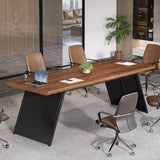 Tribesigns 6.57 FT Conference Room Table, 79" L x 27.56" W Rectangle Executive Meeting Seminar Table with Walnut Wood Top & Black Metal Base for 6, Modern Office Desk Business Furniture for Boardroom Tribesigns