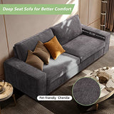 LEISLAND 88.58" Modern Sofas Couches for Living Room, Chenille Deep Seat Sofas & couches with Metal, Removable Low-Back Sofa Cushion and Detachable Sofa Cover/Easy to Install(Dark Grey) LEISLAND