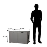 Merry Products Adjustable Pet Cat Washroom Storage Bench Furniture with Removable Partition Wall for All Size Litter Boxes, Gray Merry Pet