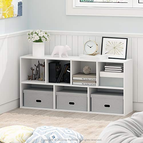 Furinno Luder Bookcase / Book / Storage , 7-Cube, White Furinno