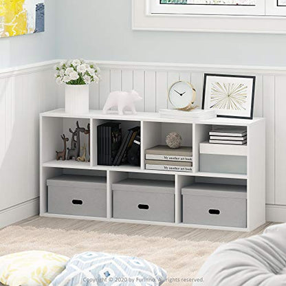 Furinno Luder Bookcase / Book / Storage , 7-Cube, White - WoodArtSupply