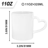 MR.R Sublimation Blanks Dishwasher White Ceramic Coffee Mugs 11oz Blank Ceramic Classic Drinking Cup Mug with Heart Handle For Milk Tea Cola Water, Set of 6… MR.R