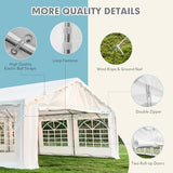 EROMMY 20x40FT Heavy Duty Outdoor Party Tent, White Wedding Canopy with Removable Sidewalls, Roll-Up Doors, Storage Bags, Event & Commercial Gazebo Shelter EROMMY