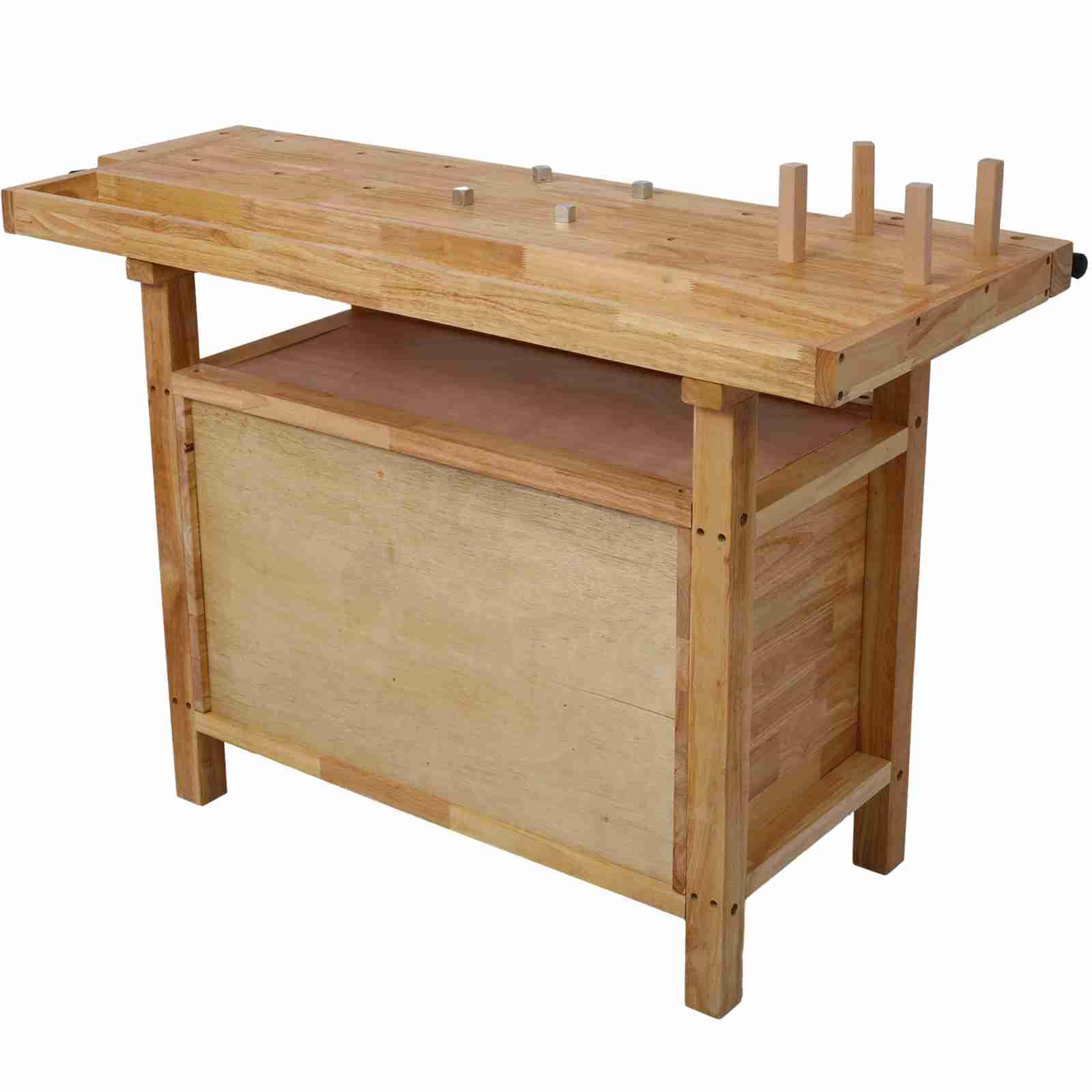 Wood Workbench,Wooden Workbench for Garage Workshop and Home - Acacia Woodworking Bench - WoodArtSupply