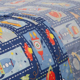 Comfy Deal Hight Thread Count Super Soft Microfiber Kid Breathable Bed Sheet Set with Pillowcase, Flat and Fitted Sheet (Queen (U.S. Standard), Spaceship & Planet) Comfy Deal