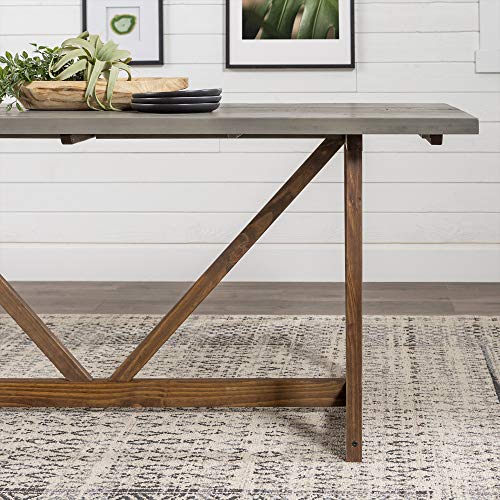 Walker Edison Modern Farmhouse Small Kitchen Furniture Dining Room Table Wood, 72 Inch, Grey and Brown Walker Edison