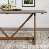 Walker Edison Modern Farmhouse Small Kitchen Furniture Dining Room Table Wood, 72 Inch, Grey and Brown Walker Edison