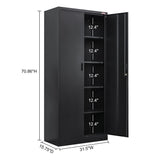 BESFUR Metal Storage Cabinet 71-inch Tall, Large Garage Locker with Adjustable Shelves & Locking Doors, Steel File Cabinet for Office, Pantry, Home (Black) BESFUR