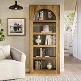 LITTLE TREE 5-Tier Arched Bookshelf, 70.8 Inches Modern Wooden Bookcase, Open Display Storage Shelf Organizer for Living Room, Home Office, Bedroom, Light Brown LITTLE TREE